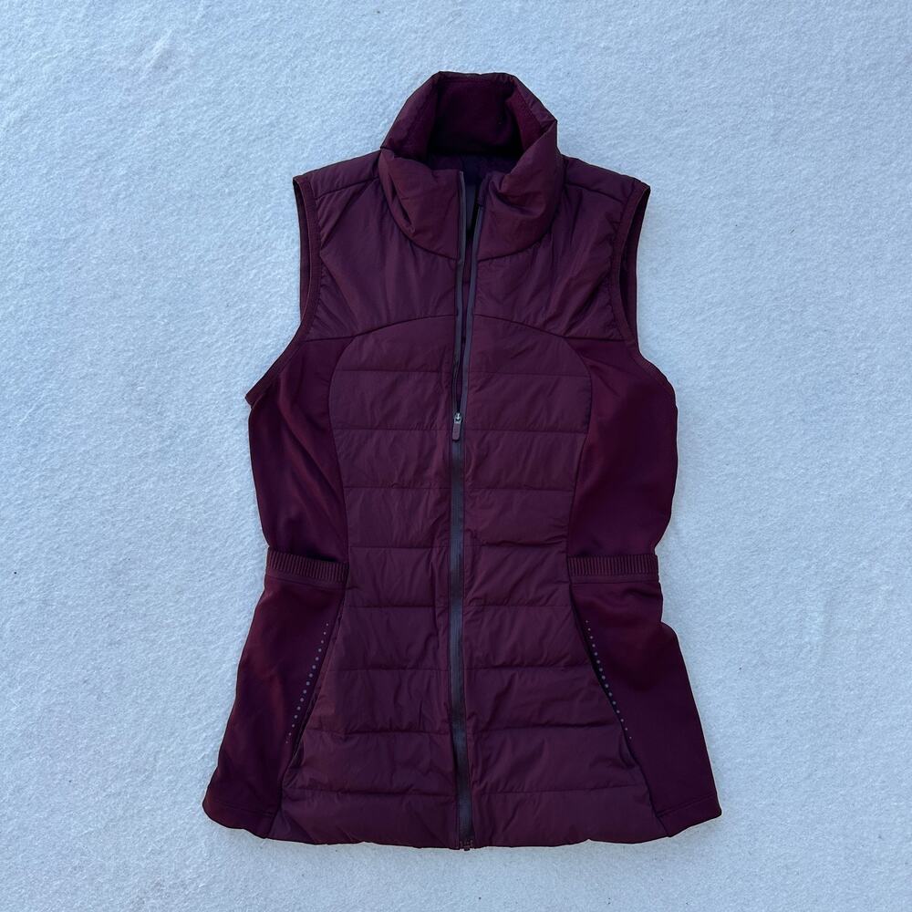 Lululemon Down for It All Vest Women's Sz 6 Garnet Red Water-resistant Windproof